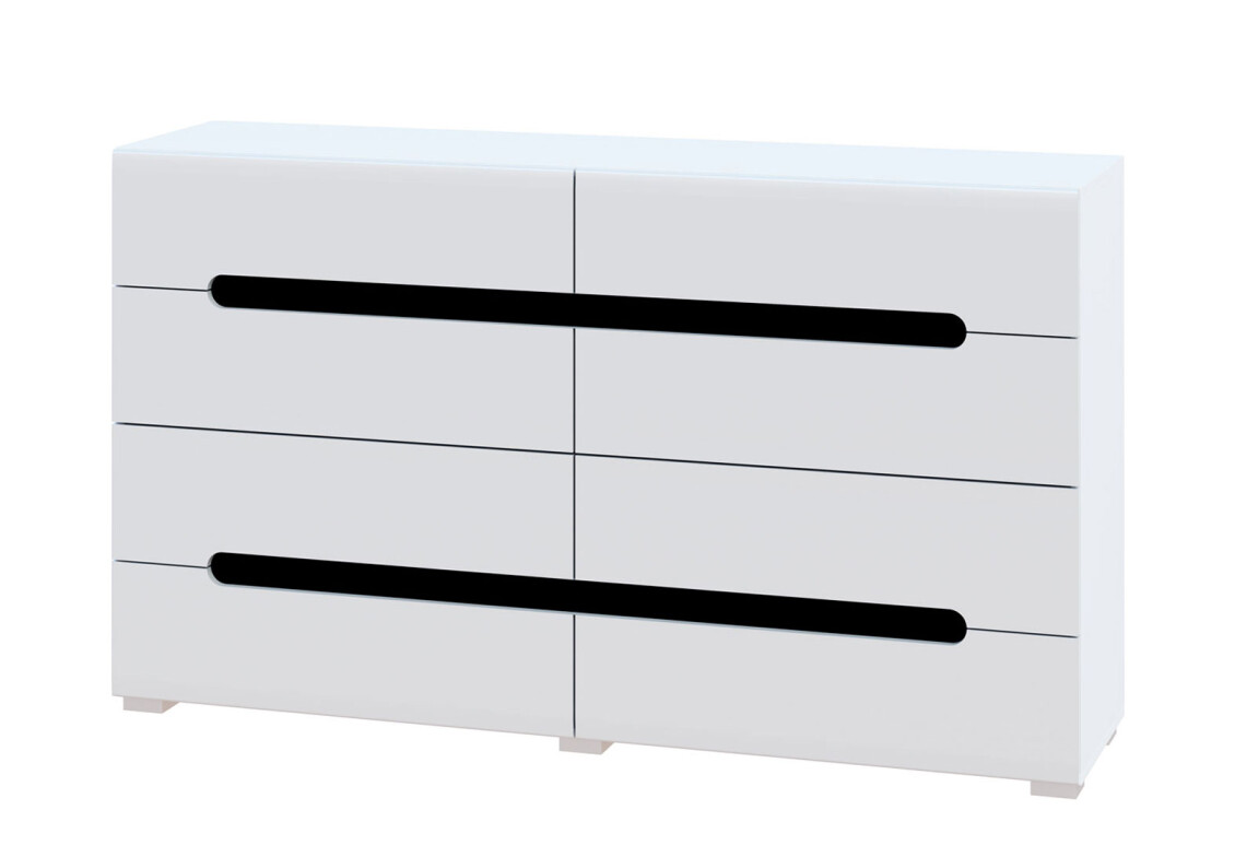 Фото Комод Svit Mebliv Бьянко с 8 ящиками 160 см Белый с черной вставкой