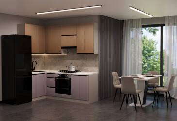 Фото Кухня VIP-master Лори Люкс верх + Прайм Люкс низ 2.2х1.2 м, дуб элегант V / меланжевый