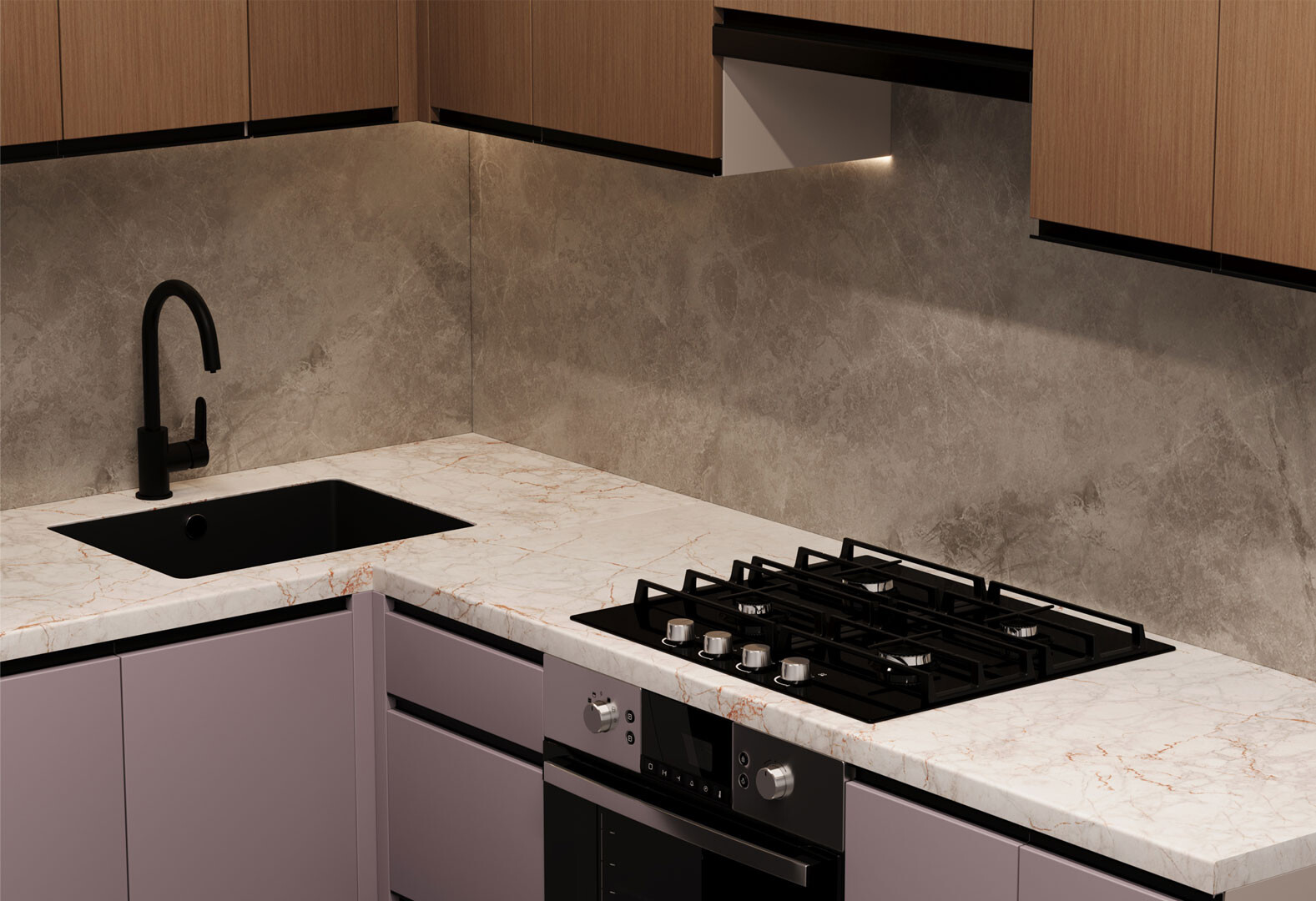 Фото 3 - Кухня VIP-master Лори Люкс верх + Прайм Люкс низ 2.2х1.2 м, дуб элегант V / меланжевый