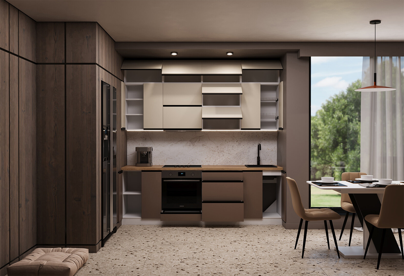 Фото 3 - Кухня Вип-мастер Прайм Люкс / Prime Luxe 240 см, ваниль / коричневый