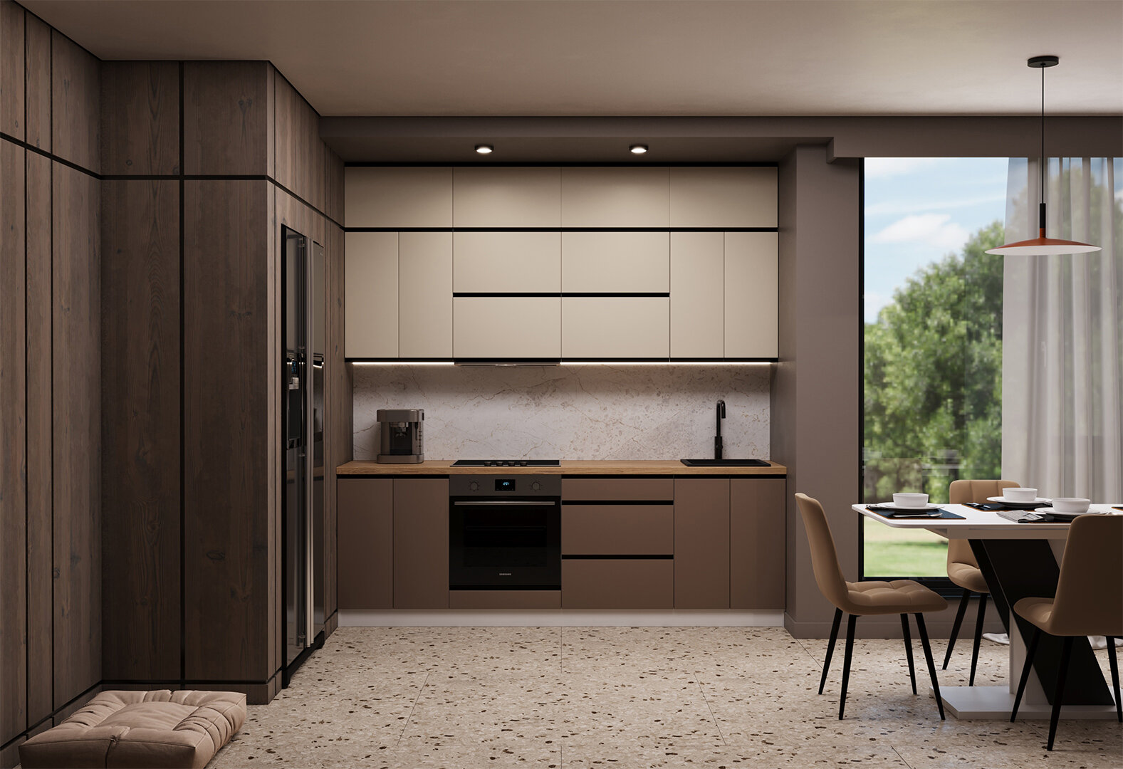 Фото 2 - Кухня Вип-мастер Прайм Люкс / Prime Luxe 240 см, ваниль / коричневый
