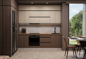 Фото Кухня Вип-мастер Прайм Люкс / Prime Luxe 240 см, ваниль / коричневый