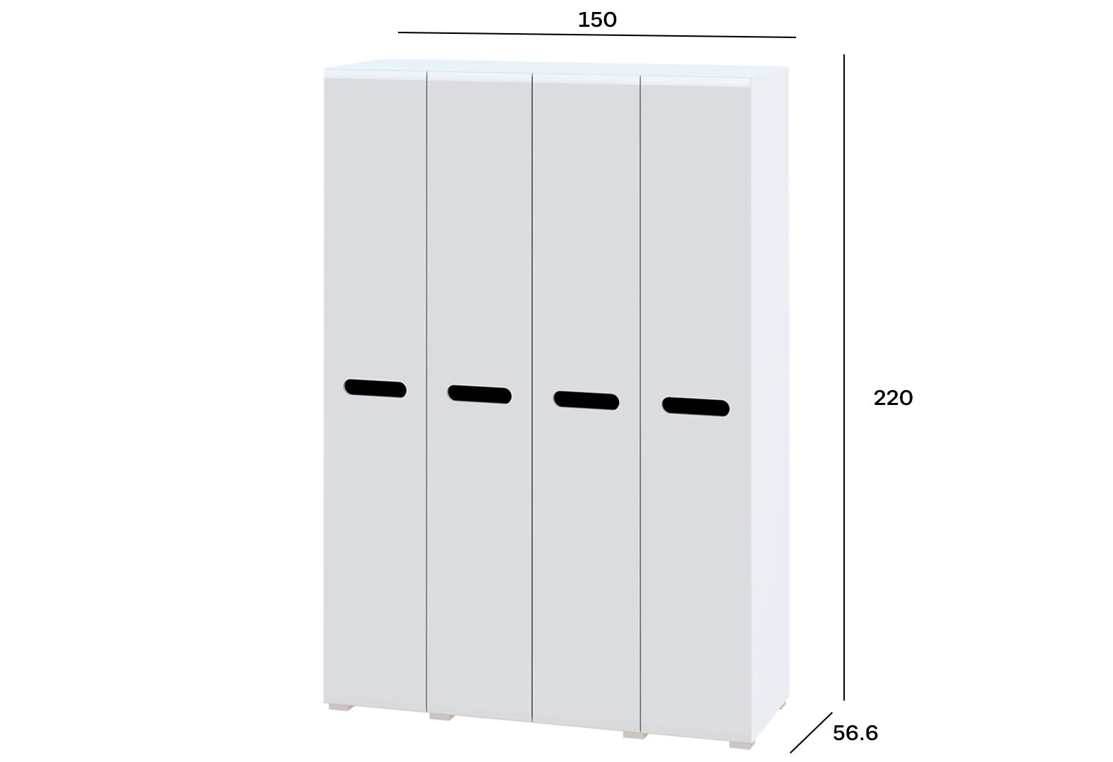 Фото 4 - Шкаф Svit Mebliv Бьянко 4-дверный 150 см, Белый с черной вставкой