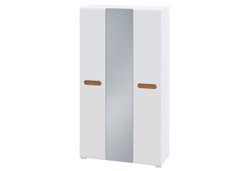 Фото Шафа Світ Меблів Бянко 3-дверна з дзеркалом 120 см, Біла з вставкою дуб аппалачі