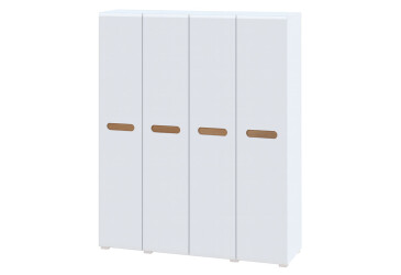 Фото Шафа Світ Меблів Бянко 4-дверна 180 см, Біла з вставкою дуб аппалачі