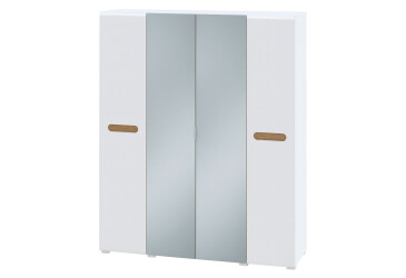 Фото Шафа Світ Меблів Бянко 4-дверна з дзеркалом 180 см, Біла з вставкою дуб аппалачі