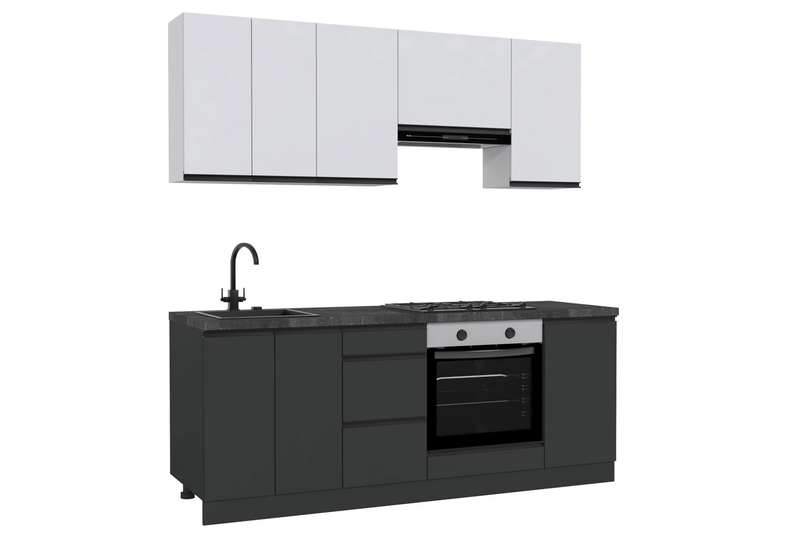 Фото 4 - Кухня Вип-мастер ГаМа / GaMa Люкс 200 см, нимфея альба / антрацит