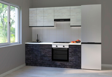 Фото Кухня Вип-мастер ГаМа / GaMa Люкс 200 см, сосна натти / бетон темный