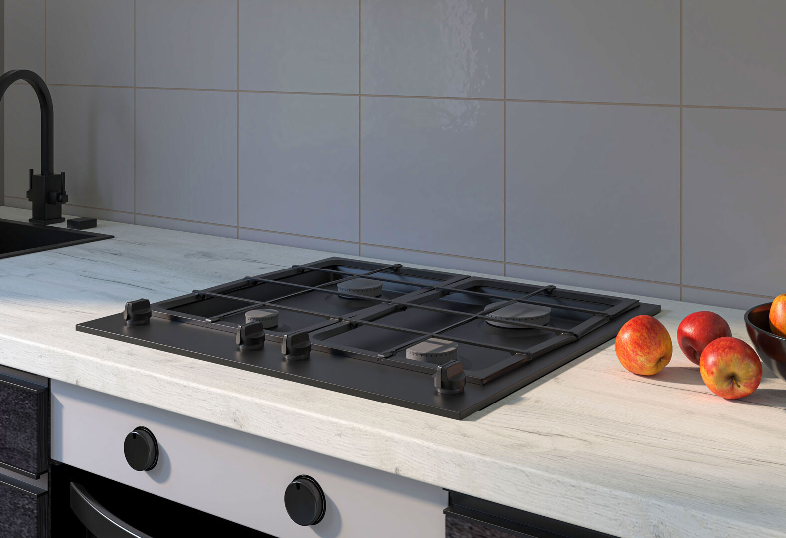 Фото 3 - Кухня Вип-мастер ГаМа / GaMa Люкс 200 см, сосна натти / бетон темный