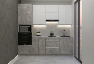 Фото Кухня Вип-мастер ГаМа / GaMa Люкс 240 см, нимфея альба / бетон