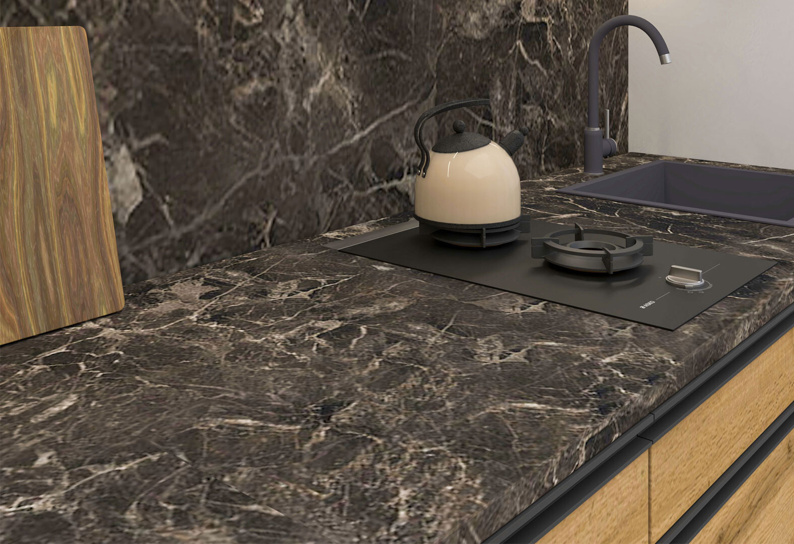 Фото 3 - Кухня Вип-мастер ГаМа / GaMa Люкс 240 см, серый / дуб аппалачи