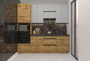 Фото Кухня Вип-мастер ГаМа / GaMa Люкс 240 см, серый / дуб аппалачи