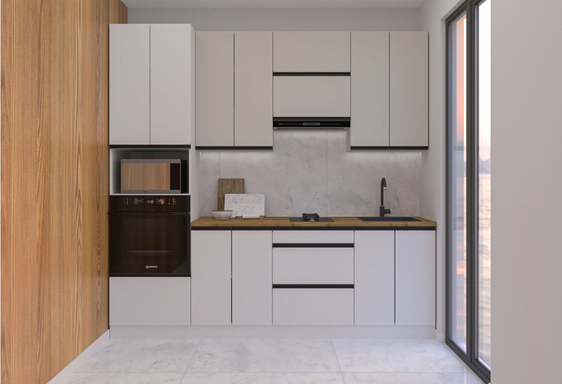 Фото Кухня Вип-мастер ГаМа / GaMa Люкс 240 см, кашемир / нимфея альба