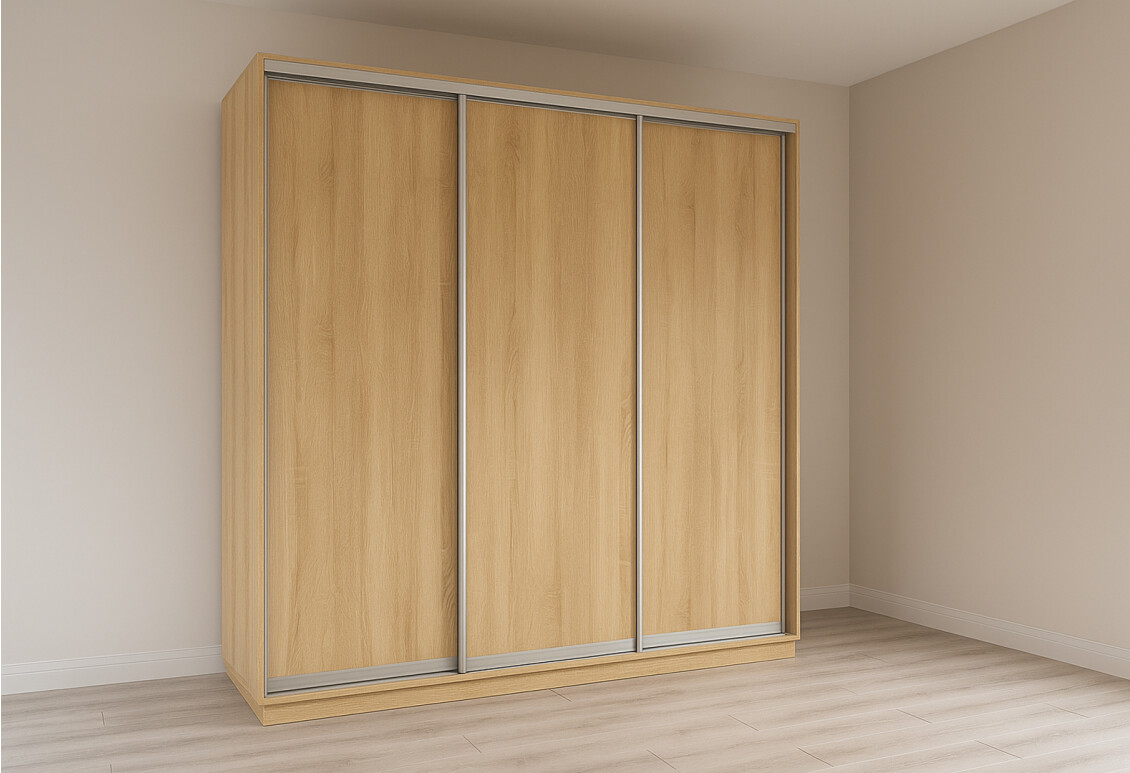 Фото Шкаф-купе Garant 3-дверный 230 см Дуб сонома, профиль Серебро