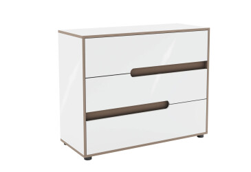 Фото Комод Світ Меблів Лінда з 3 шухлядами 100 см, Німфеа Альба, лак, вставки тоффі