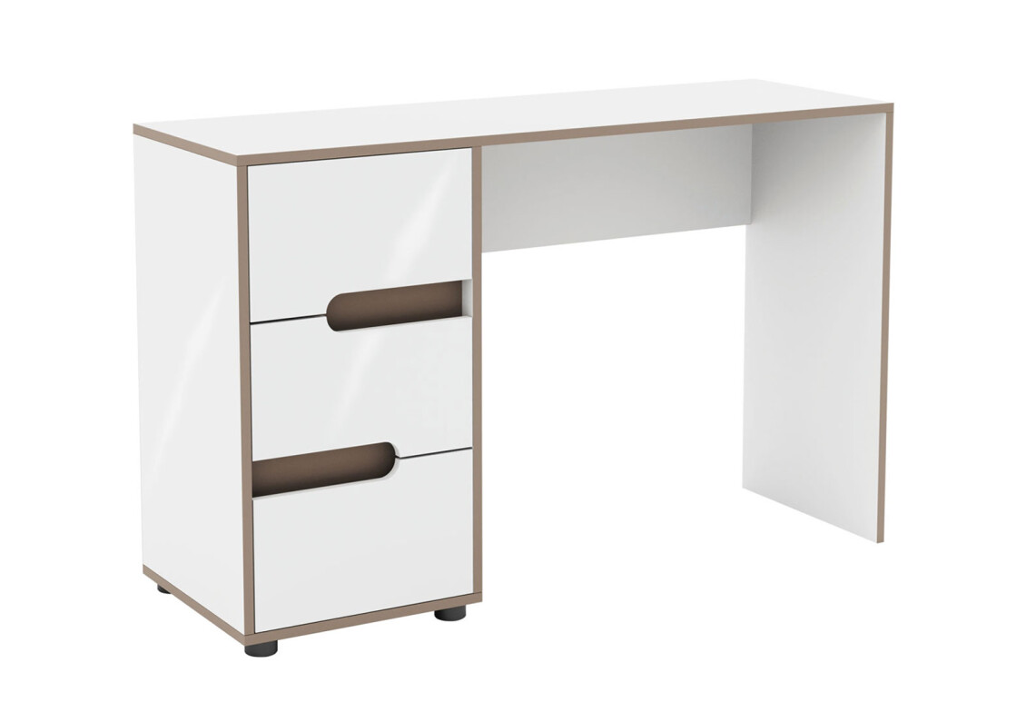 Фото Туалетный столик Svit Mebliv Линда с 3 ящиками 120 см, Нимфеа Альба, лак, вставки тоффи