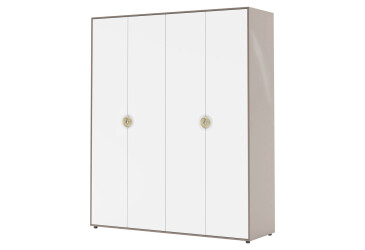 Фото Шафа Світ Меблів Фуріоза 4-дверна 180 см, Глиняний сірий, лак / Білий шовк