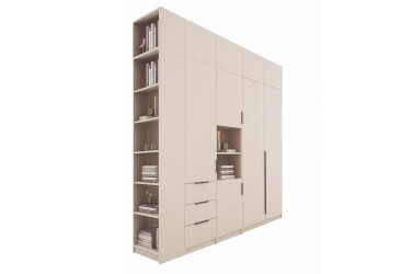 Фото Шкаф Мебель Стар Оскар 4-дверная 230 см со стеллажом и антресолями, Кашемир