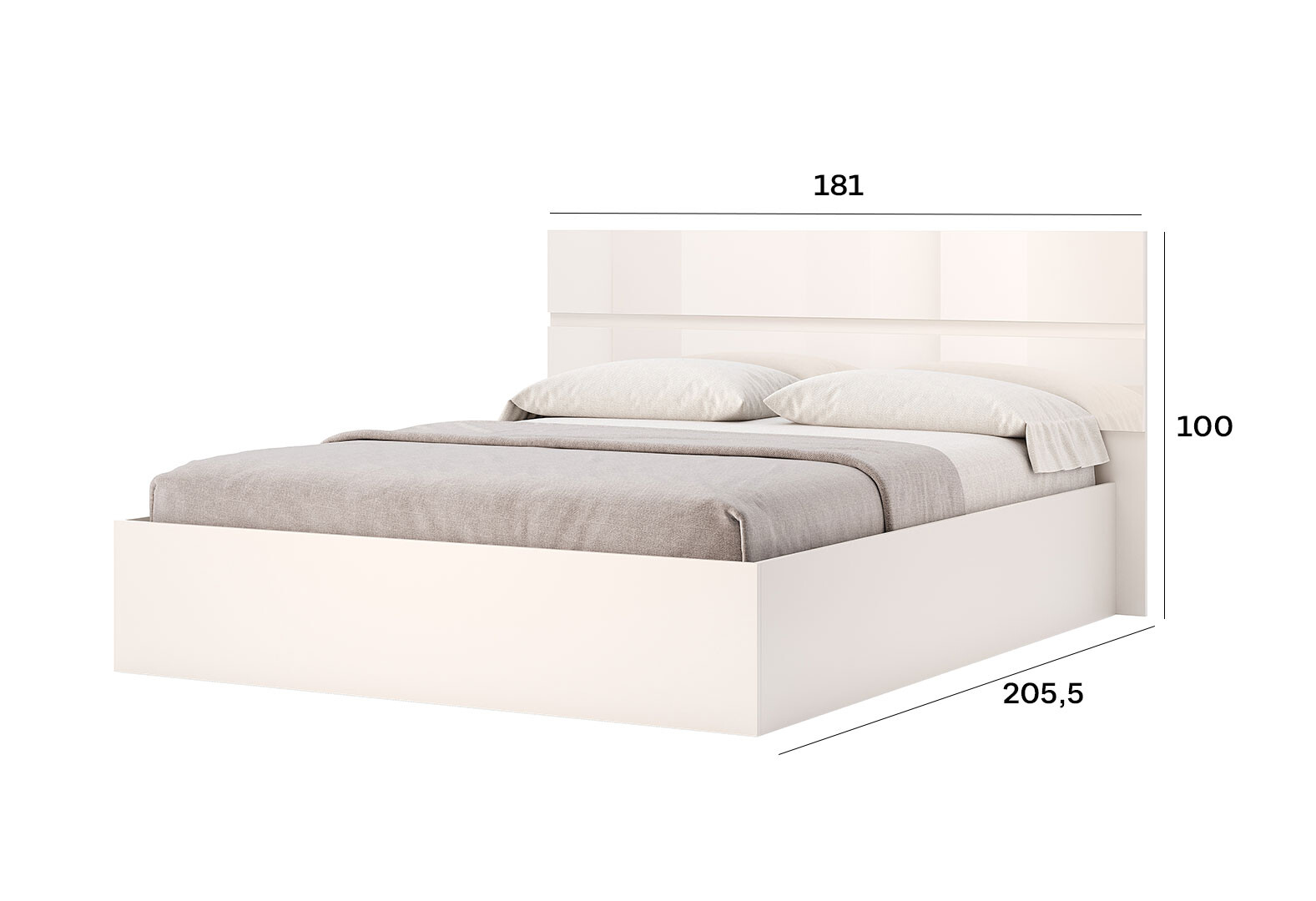 Фото 4 - Кровать-подиум МироМарк Лили / Lily 160x200 подъёмная с каркасом, Глянец кашемир