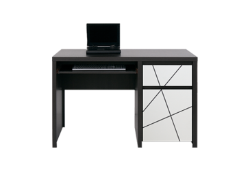 Фото Стол письменный ВМК Каспиан МДФ с 1 ящиком и тумбой 120 см, венге магия / белый снег