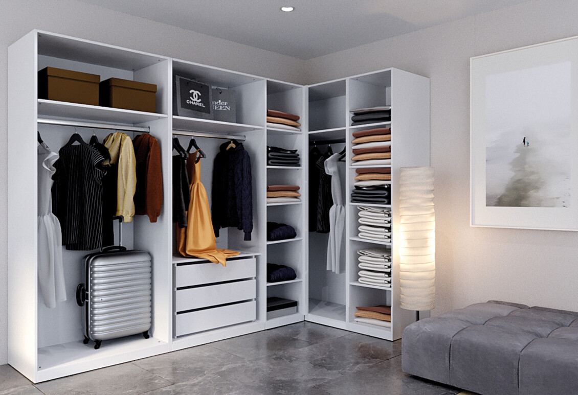 Фото Гардеробная система Идеа / Idea Комплект 1 МироМарк 277х134 см белый глянец