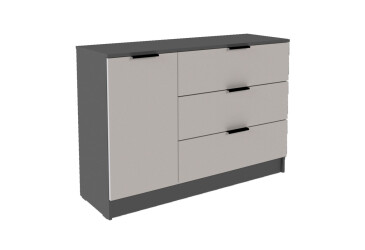 Фото Комод Viant Сіті 3 на 3 шухляди з 1 дверкою 120 см, антрацит / кашемір
