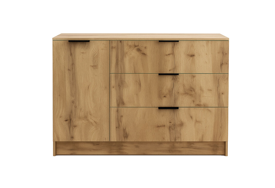 Фото Комод Viant Сити 3 на 3 ящика и 1 дверку 120 см, дуб тахо