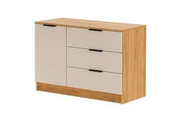 Фото Комод Viant Сіті 3 на 3 шухляди з 1 дверкою 120 см, дуб тахо / кашемір