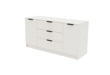 Фото Комод Viant Сити 4 на 3 ящика и 2 дверками 130 см, белый