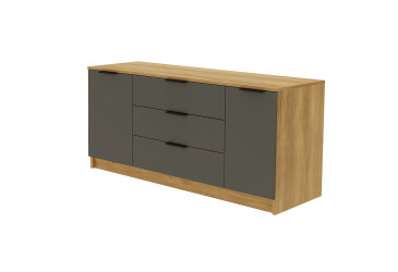 Фото Комод Viant Сіті 4 на 3 шухляди з 2 дверкою 130 см, дуб тахо / антрацит