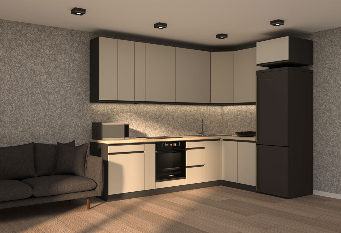 Фото Кухня Вип-мастер ГаМа / GaMa Люкс 300x200 см, антрацит / кашемир