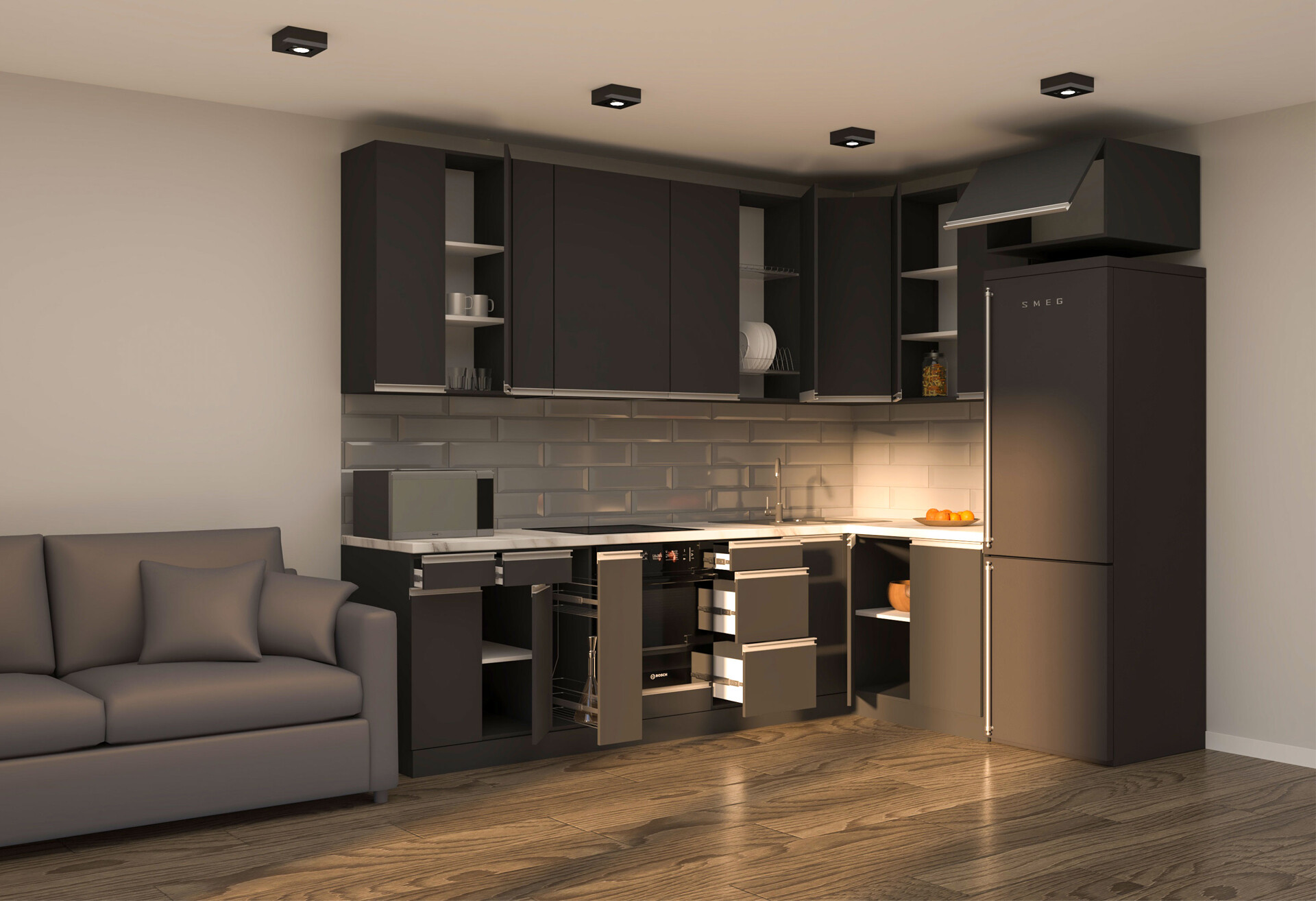 Фото 2 - Кухня VIP-master ГаМа / GaMa Люкс 300x200 см, антрацит