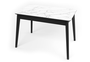 Фото Стол кухонный Jam Честер раскладной 120/160 см, черный / стекло бриллиант 66 М