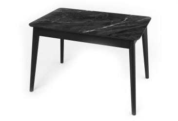 Фото Стол кухонный Jam Честер раскладной 120/160 см, черный / стекло бриллиант 87 М