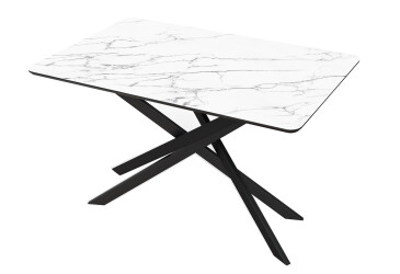 Фото Стол кухонный Jam Кирк раскладной 120/160 см, черный / стекло бриллиант 66 М