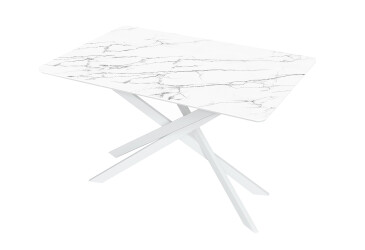 Фото Стол кухонный Jam Кирк раскладной 120/160 см, белый / стекло бриллиант 66 М