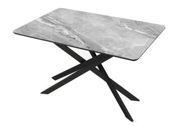 Фото Стол кухонный Jam Кирк раскладной 120/160 см, черный / стекло бриллиант 78 М