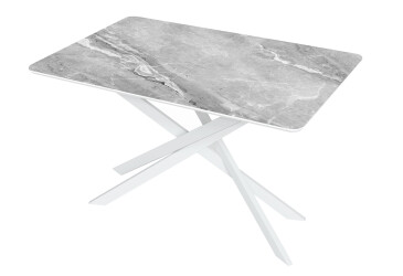 Фото Стол кухонный Jam Кирк раскладной 120/160 см, белый / стекло бриллиант 78 М