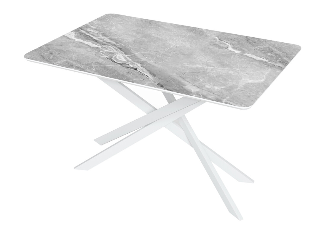 Фото Стол кухонный Jam Кирк раскладной 120/160 см, белый / стекло бриллиант 78 М