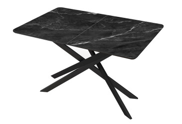 Фото Стол кухонный Jam Кирк раскладной 120/160 см, черный / стекло бриллиант 87 М