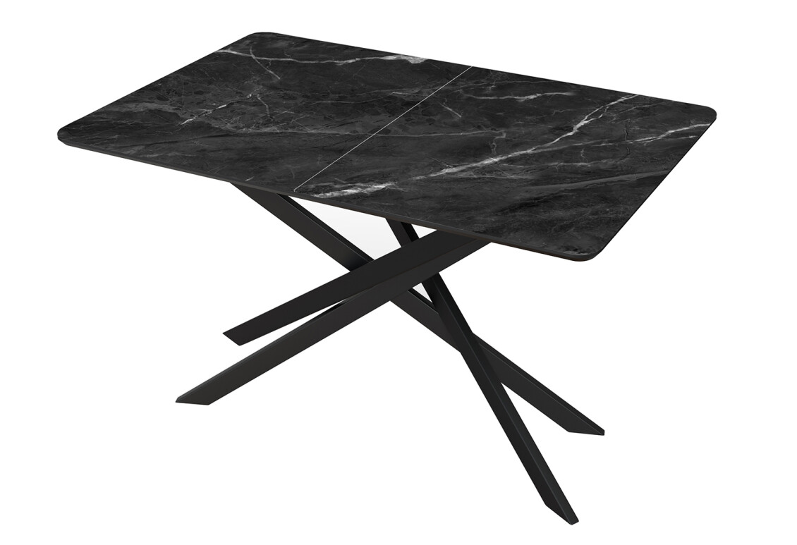 Фото Стол кухонный Jam Кирк раскладной 120/160 см, черный / стекло бриллиант 87 М