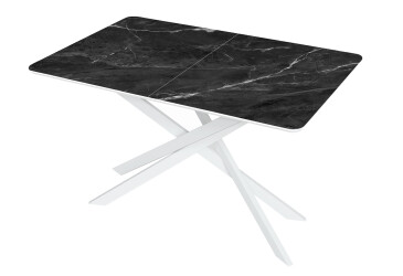 Фото Стол кухонный Jam Кирк раскладной 120/160 см, белый / стекло бриллиант 87 М