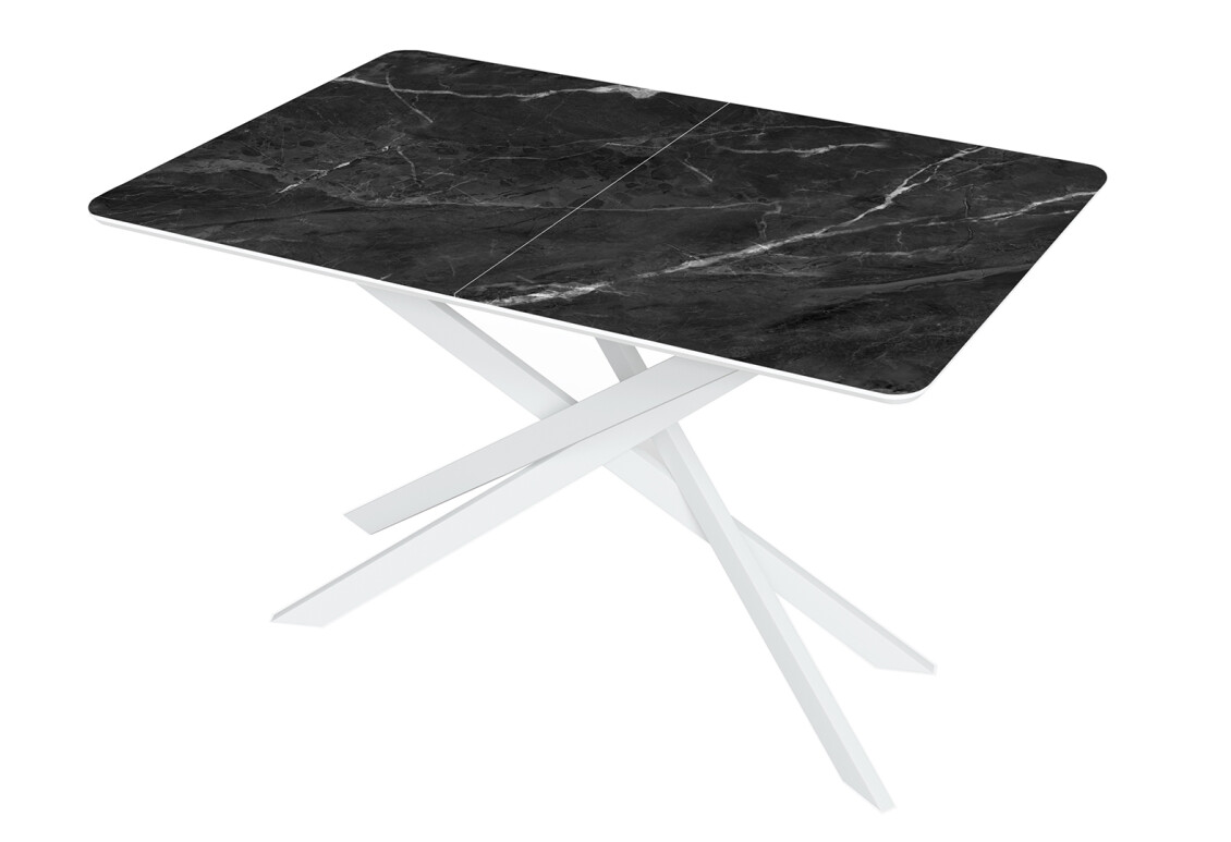 Фото Стол кухонный Jam Кирк раскладной 120/160 см, белый / стекло бриллиант 87 М