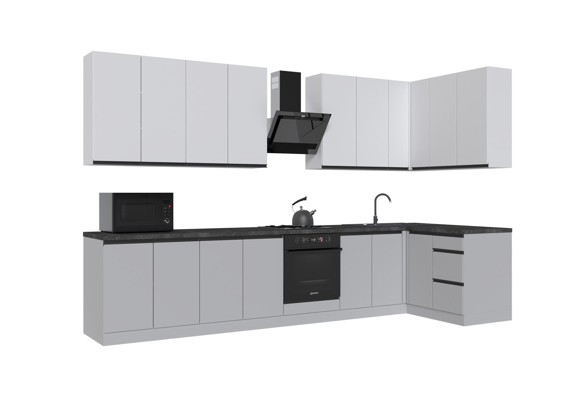 Фото 4 - Кухня VIP-master ГаМа / GaMa Люкс 360x140 см, німфея альба / сірий