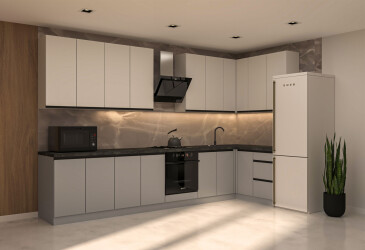 Фото Кухня Вип-мастер ГаМа / GaMa Люкс 360x140 см, нимфея альба / серый