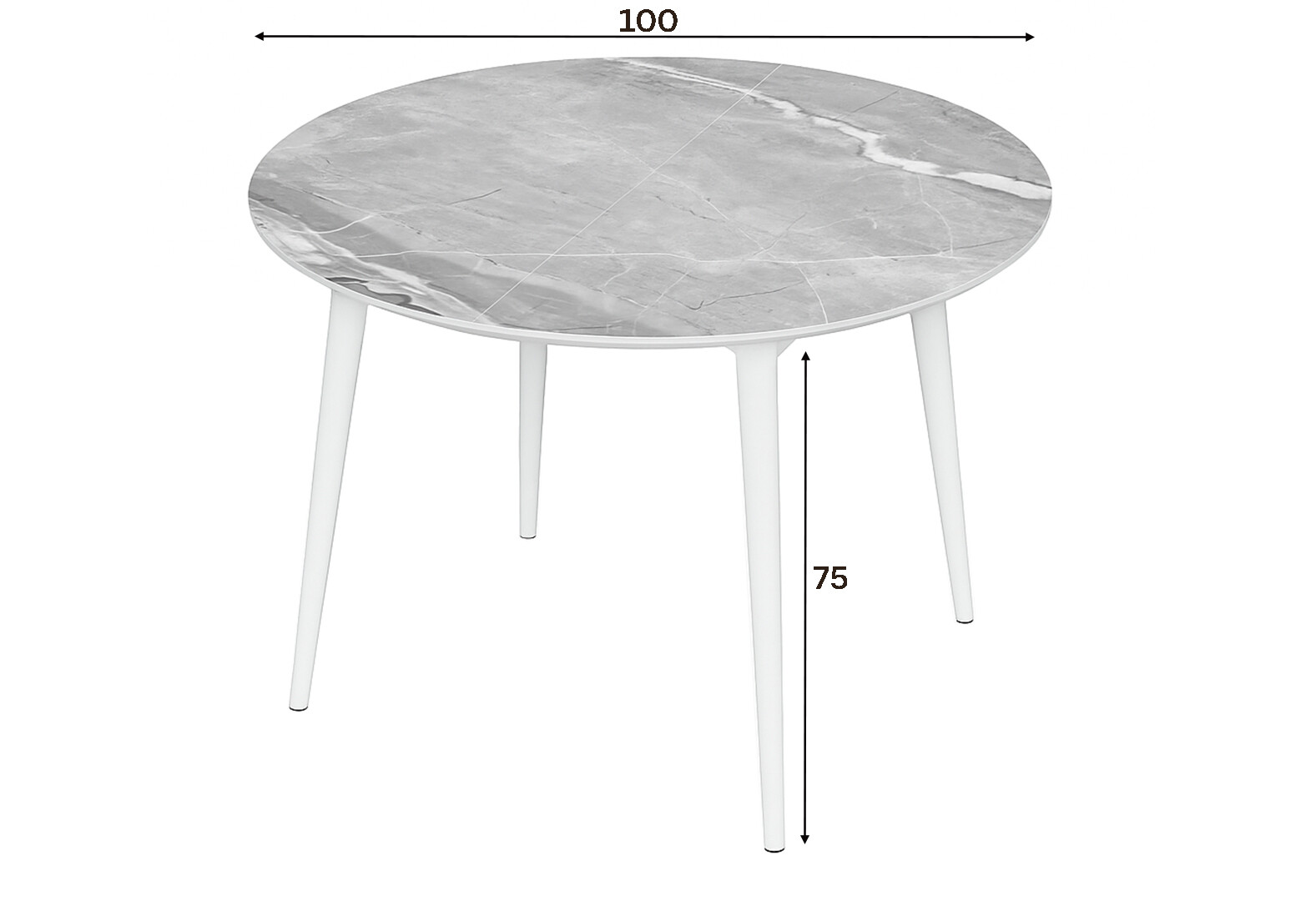 Фото 3 - Стол кухонный Jam Oliver раскладной 100 / 135 см, белый / стекло бриллиант 78 М