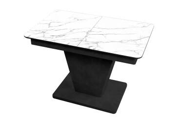 Фото Стол кухонный Jam Slide / Слайд раскладной 120 / 160 см, бетон черный / стекло бриллиант 66 М