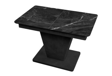 Фото Стол кухонный Jam Slide / Слайд раскладной 120 / 160 см, бетон черный / стекло бриллиант 87 М