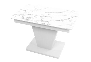 Фото Стол кухонный Jam Slide / Слайд раскладной 120 / 160 см, белое дерево / стекло бриллиант 66 М