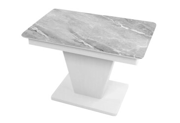 Фото Стол кухонный Jam Slide / Слайд раскладной 120 / 160 см, белое дерево / стекло бриллиант 78 М